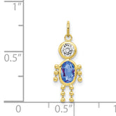 10K Gold September Boy Birthstone Charm with Polished Finish